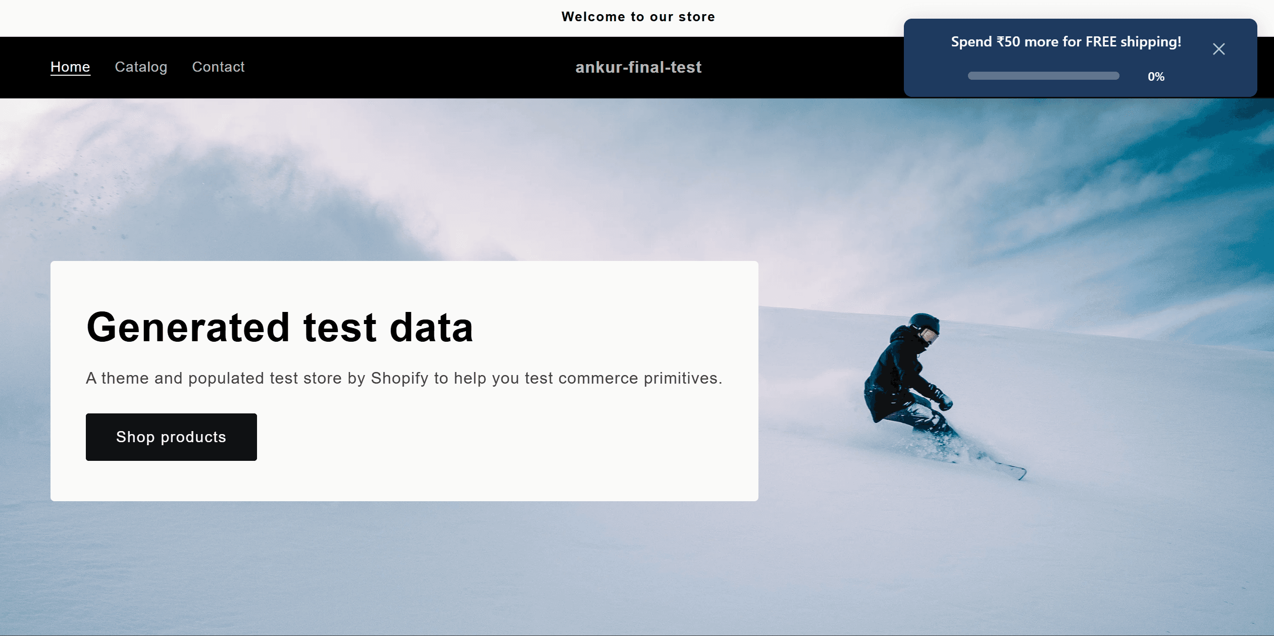 Free shipping bar on live store